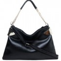 Lila Leather Tassel Hobo Bag Black